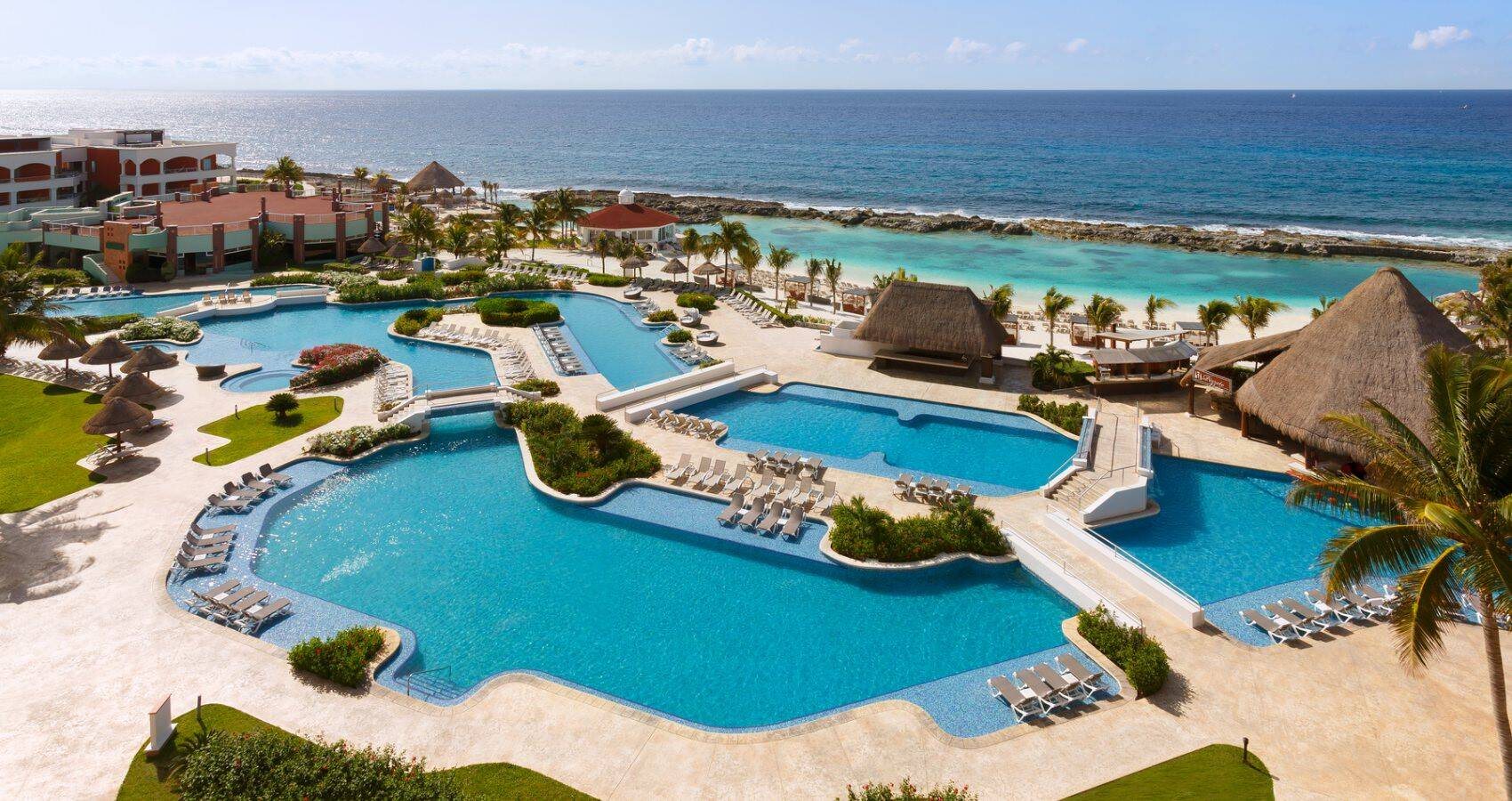Aerial view of the Hard Rock Riviera Maya pool and beach